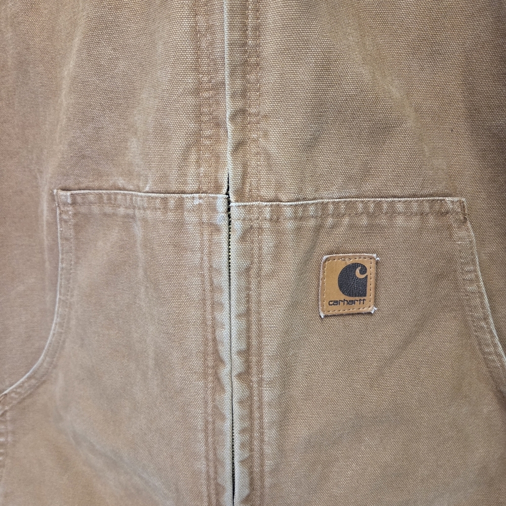 Vintage Carhartt J130 Brown Hooded Duck Brown Canvas Hooded Jacket Size Large - Picture 4 of 9